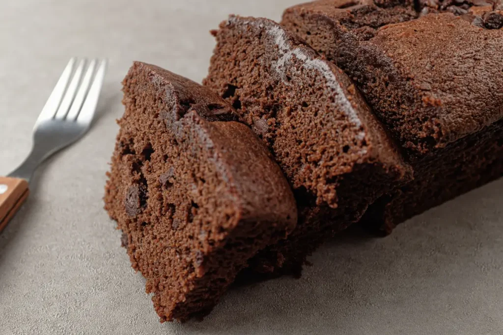 bolo-de-chocolate-com-farinha-de-arroz-em-partido-em-pedaços