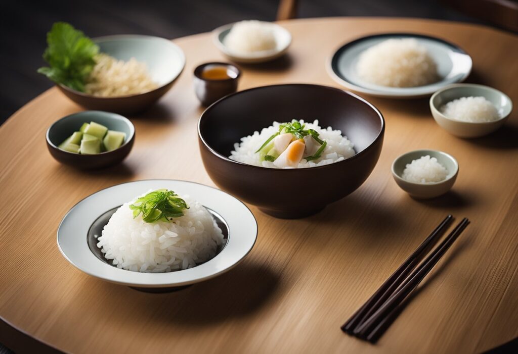 Servindo-o-Arroz-Japonês-Soltinho