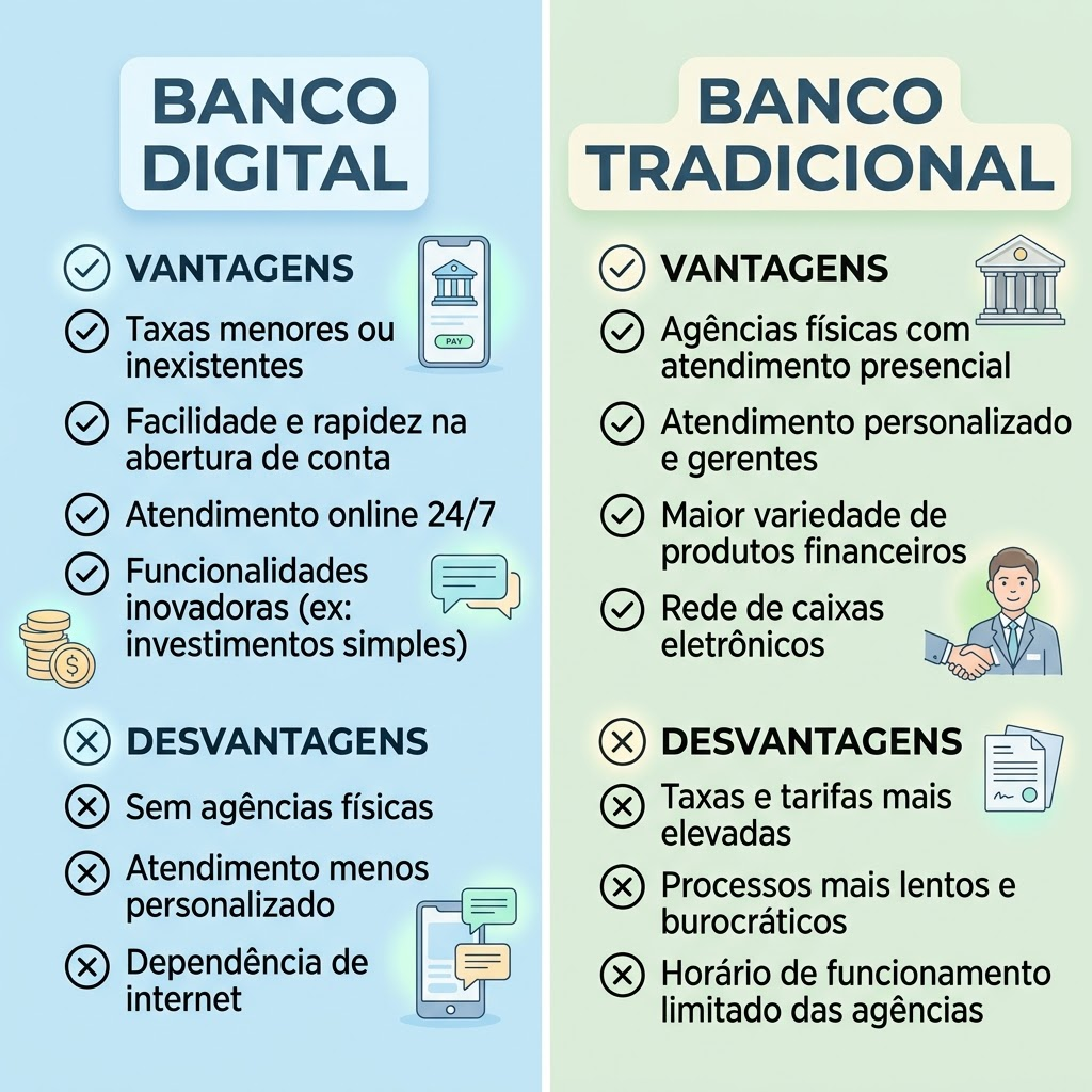 Banco Digital vs. Banco Tradicional: Vantagens e Desvantagens