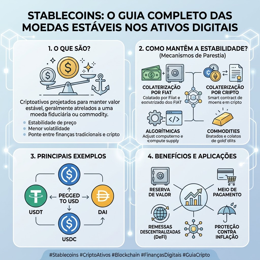 Stablecoins: O Guia Completo das Moedas Estáveis nos Ativos Digitais